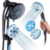 Hotel Spa High Pressure 6-in-1 Aquassage - 76-mode 3-way Combo, Showerhead, Hand Shower, Body, Hair Brush & Arm in One Two Brackets, Extra-long 6 foot Stainless Steel Hose, Brush Head Holder view 1