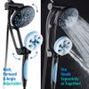 Hotel Spa High Pressure 6-in-1 Aquassage - 76-mode 3-way Combo, Showerhead, Hand Shower, Body, Hair Brush & Arm in One Two Brackets, Extra-long 6 foot Stainless Steel Hose, Brush Head Holder view 3