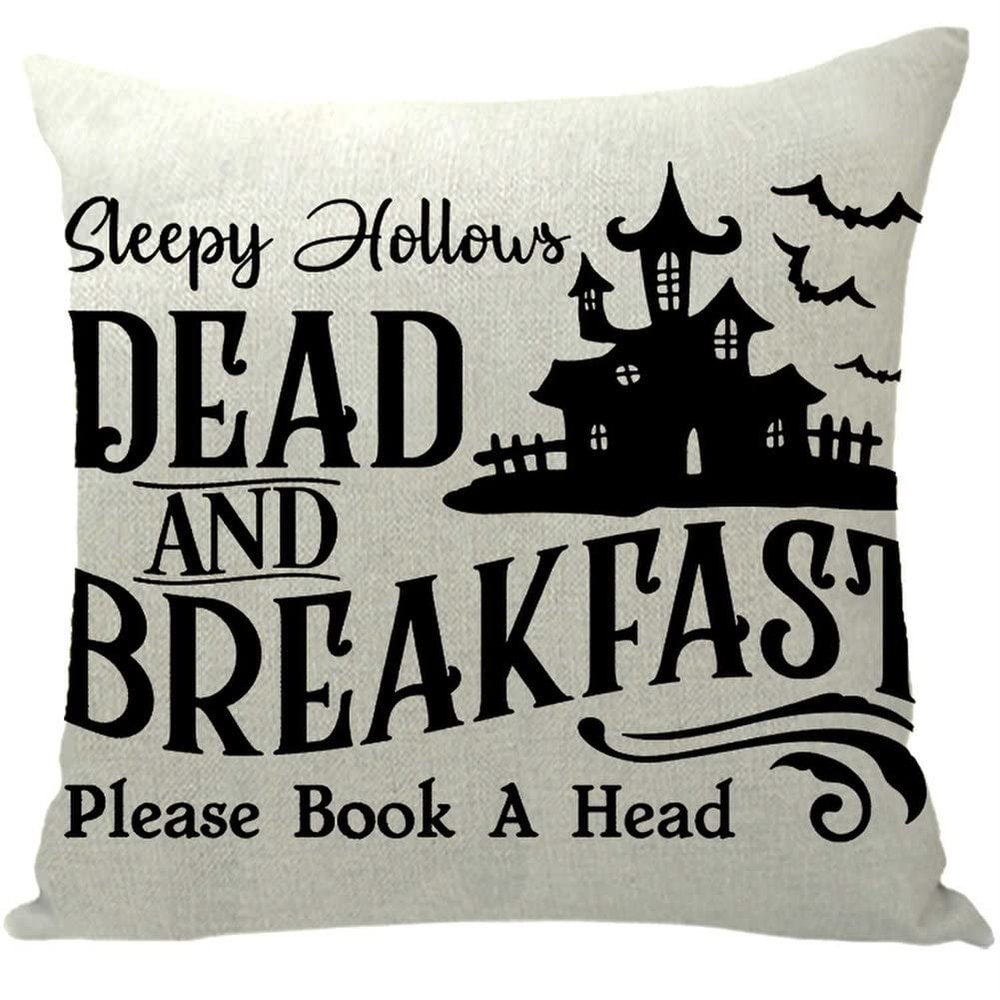 ailishabroy Halloween Skull Pillow Covers One Sided, Home Decor Cotton Linen Sofa Throw Pillow Case Cushion Cover 18" x 18"