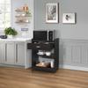 Kings Brand Furniture Dellow Microwave Cart with Storage Shelves and Drawer - 2 Shelf Veneers & Wood Kitchen Cart with Storage - Lockable & Unlockable Microwave Wooden Cart with Wheels - Black view 1