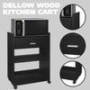 Kings Brand Furniture Dellow Microwave Cart with Storage Shelves and Drawer - 2 Shelf Veneers & Wood Kitchen Cart with Storage - Lockable & Unlockable Microwave Wooden Cart with Wheels - Black view 3