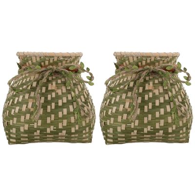 Zerodeko 2pcs Handmade Woven Storage Basket Household Organizer for Flower Arrangements Multi-purpose Use Rustic Design for Fruits Storage Random Style