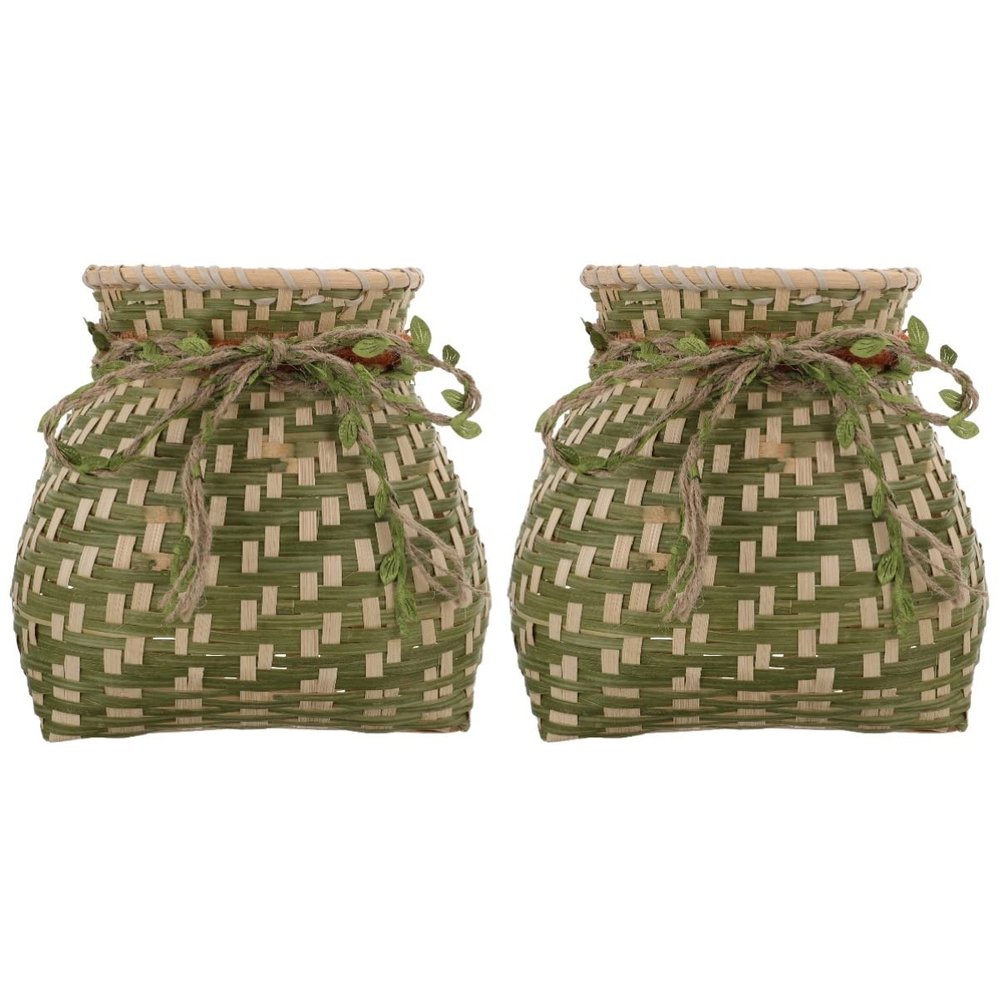 Zerodeko 2pcs Handmade Woven Storage Basket Household Organizer for Flower Arrangements Multi-purpose Use Rustic Design for Fruits Storage Random Style