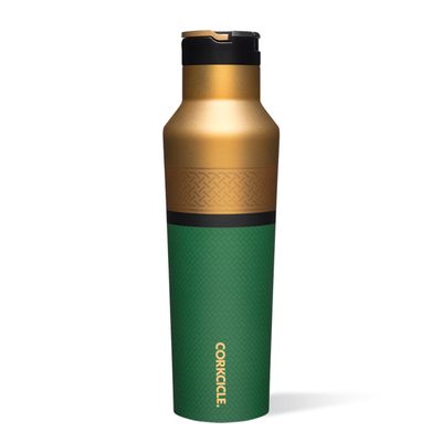 Corkcicle Marvel Sport Canteen - Triple-Insulated Stainless Steel Water Bottle - Straw Cap & Folding Metal Handle - Summer Drinkware Gift - Keeps Drinks Ice Cold - Loki - 20 oz