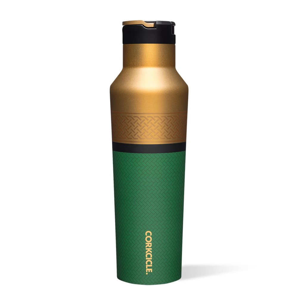 Corkcicle Marvel Sport Canteen - Triple-Insulated Stainless Steel Water Bottle - Straw Cap & Folding Metal Handle - Summer Drinkware Gift - Keeps Drinks Ice Cold - Loki - 20 oz