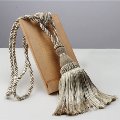 1Pc Tassel Curtain Tiebacks Home Decoration Handmade Curtain Holders Clips Hanging Balls Curtain Accessories Curtain Tie Backs,Beige,2pcs