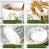 23 Piece European Ceramic Tea Sets Service for 6, Porcelain Coffee Set with Metal Holder Sugar Bowl Cream Pitcher, Espresso Cup Sets Gift for Adults Women Tea Party Sets,White view 4