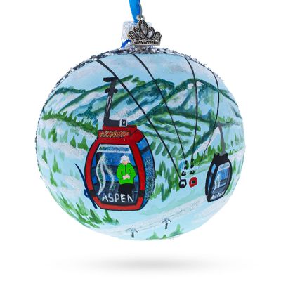 Aspen Snowmass Ski Resort, Colorado, USA Glass Ball Christmas Ornament 4 Inches