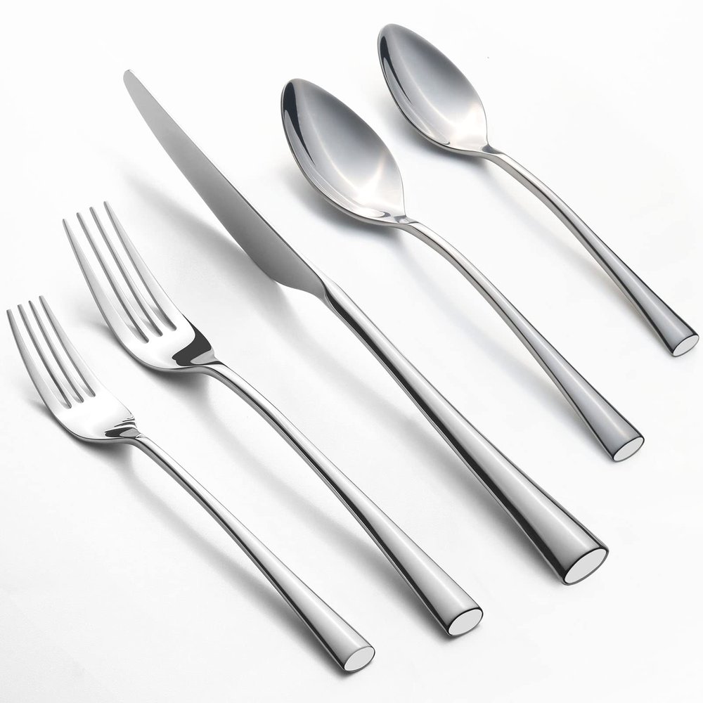 Alata Bailey 20-Piece Forged Silverware Set Stainless Steel Flatware Set,Service for 4,Mirror Polished Cutlery Set,Dishwasher Safe