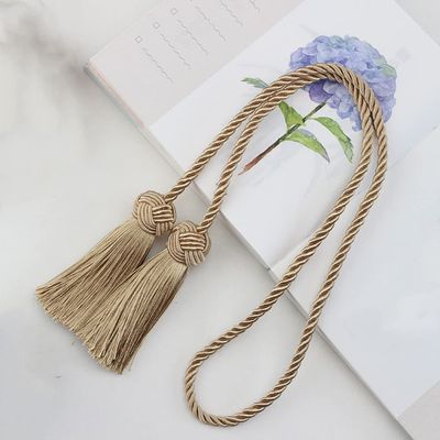 1PC Curain Tiebacks with 2 Head Tassels Curtain Clips Rope Tie Backs holdbacks Home Accessories Decorative,Gold,4pcs