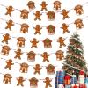 4 Pieces Mini Gingerbread Man Christmas Garland Hanging Gingerbread House Man Cookie Garland Wooden Gingerbread Garland for Christmas Tree Home Holiday Xmas Party Wall Decoration, 26 ft view 1