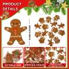 4 Pieces Mini Gingerbread Man Christmas Garland Hanging Gingerbread House Man Cookie Garland Wooden Gingerbread Garland for Christmas Tree Home Holiday Xmas Party Wall Decoration, 26 ft view 3