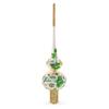 White Flowers Bouquet on Beige Glass Christmas Tree Topper 11 Inches view 1