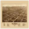 Antiguos Maps Historical Bird's Eye View Print of Deland Florida in Volusia County circa 1884 - measures 16 x 24 inches (406 mm x 610 mm) view 1