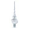 White Roses with Leaves on White Glass Christmas Tree Topper 11 Inches view 1
