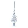 White Roses with Leaves on White Glass Christmas Tree Topper 11 Inches view 3