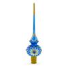White Daisies on Blue Glass Christmas Tree Topper 11 Inches view 1
