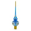 White Daisies on Blue Glass Christmas Tree Topper 11 Inches view 2
