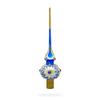 White Daisies on Blue Glass Christmas Tree Topper 11 Inches view 4