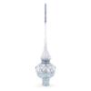 Dimensional White Jewels on Speckled Silver Glass Christmas Tree Topper 11 Inches view 2
