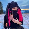 XKCL Bunny Ears Hat - Funny Knit Plush Hat with Long Fluffy Ears for Cosplay Party (Black Rose Red) view 1