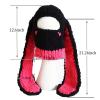 XKCL Bunny Ears Hat - Funny Knit Plush Hat with Long Fluffy Ears for Cosplay Party (Black Rose Red) view 2