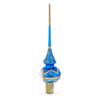 White Dial Clock on Blue and Gold Glass Christmas Tree Topper 11 Inches view 2
