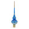 White Dial Clock on Blue and Gold Glass Christmas Tree Topper 11 Inches view 3