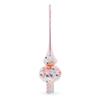 Pink Flowers on Metallic Rose Pink Glass Christmas Tree Topper 11 Inches view 1