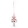 Pink Flowers on Metallic Rose Pink Glass Christmas Tree Topper 11 Inches view 2