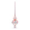 Pink Flowers on Metallic Rose Pink Glass Christmas Tree Topper 11 Inches view 3