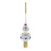 Dimensional Blue and Red Jewels on Silver Glass Christmas Tree Topper 11 Inches view 1