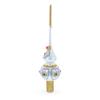Dimensional Blue and Red Jewels on Silver Glass Christmas Tree Topper 11 Inches view 2