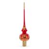 Golden Flowers Bouquet on Glossy Red Glass Christmas Tree Topper 11 Inches view 1