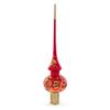 Golden Flowers Bouquet on Glossy Red Glass Christmas Tree Topper 11 Inches view 2