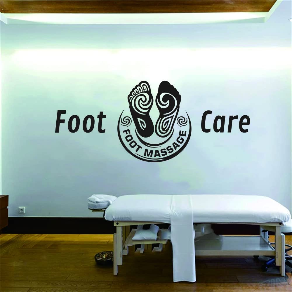 Spa Foot Massage Wall Sticker Elegant Removable PVC Wall Art with Foot Care Theme Great for Decorating Salons, Wellness Clinics, or as a Gift for Therapists 39"x16" (JWH327-Foot Care)