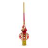 Red Jewels and White Pearls on Red Glass Christmas Tree Topper 11 Inches view 2