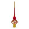 Red Jewels and White Pearls on Red Glass Christmas Tree Topper 11 Inches view 3