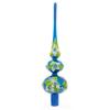 Blue Flowers on Glossy Blue Mouth Glass Christmas Tree Topper 12.5 Inches view 1