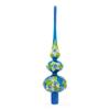 Blue Flowers on Glossy Blue Mouth Glass Christmas Tree Topper 12.5 Inches view 3