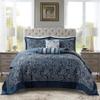 Madison Park Aubrey Reversible Quilted Bedspread Set, Solid Reverse Summer Breathable, Lightweight All Season Bedding Layer, Matching Shams, Bedspread Queen(102"x118"), Navy 5 Piece view 1