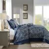 Madison Park Aubrey Reversible Quilted Bedspread Set, Solid Reverse Summer Breathable, Lightweight All Season Bedding Layer, Matching Shams, Bedspread Queen(102"x118"), Navy 5 Piece view 3