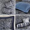 Madison Park Aubrey Reversible Quilted Bedspread Set, Solid Reverse Summer Breathable, Lightweight All Season Bedding Layer, Matching Shams, Bedspread Queen(102"x118"), Navy 5 Piece view 4