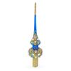 Diamond Stars on Blue and Gold Glass Christmas Tree Topper 11 Inches view 1