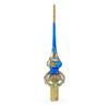 Diamond Stars on Blue and Gold Glass Christmas Tree Topper 11 Inches view 2