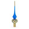 Diamond Stars on Blue and Gold Glass Christmas Tree Topper 11 Inches view 3