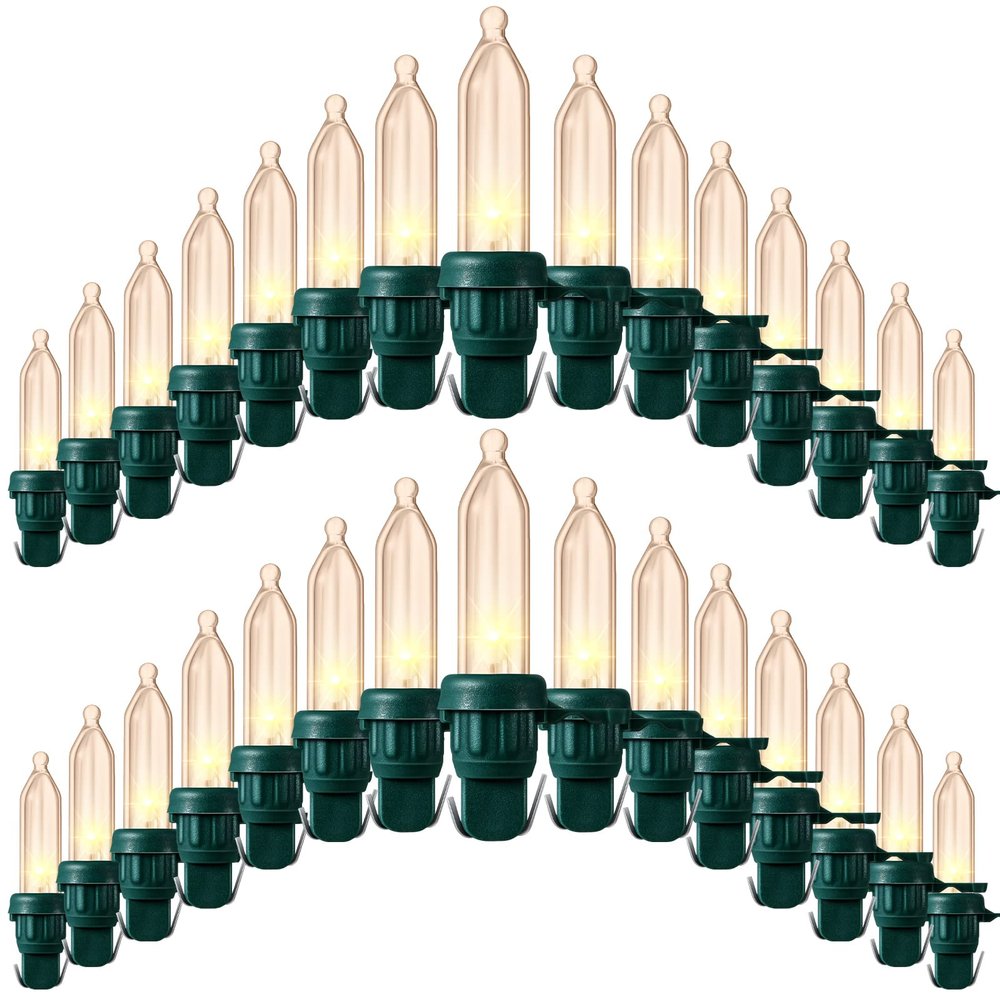 Remagr 240 Pcs Christmas LED Replacement Bulb Mini Wide Angle LED Xmas Bulb LED Tree Light Outdoor String Light Replacement for Christmas Garden Tree Party(Green Base with Warm White Bulb)