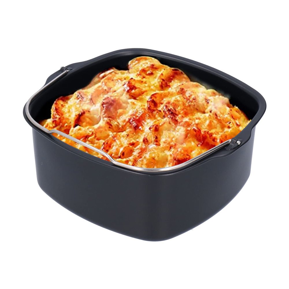 7 inch Air Fryer Cake Barrel, Square Iron Nonstick Baking Dish Fryer Bread Baking Basket Pizza Plate Grill Pot Mat for HD9925 / HD9860 / HD9905/01