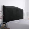 CAMZ Velvet Bed Headboard Cover for Queen King Full Size, Stretch Headboard Slipcover Soft Dustproof Protector Cover Bed Head Cover for Bedroom (Black,Full Headboard Length 43-55in) view 1