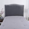 CAMZ Velvet Bed Headboard Cover for Queen King Full Size, Stretch Headboard Slipcover Soft Dustproof Protector Cover Bed Head Cover for Bedroom (Black,Full Headboard Length 43-55in) view 2